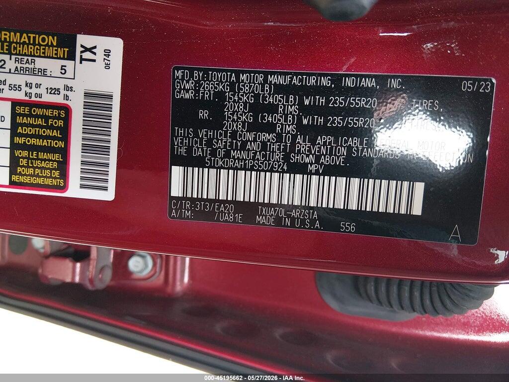 5TDKDRAH1PS507924 2023 TOYOTA HIGHLANDER photo no. 9
