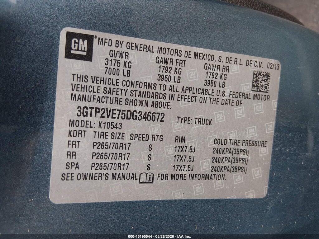 3GTP2VE75DG346672 2013 GMC SIERRA 1500 photo no. 9