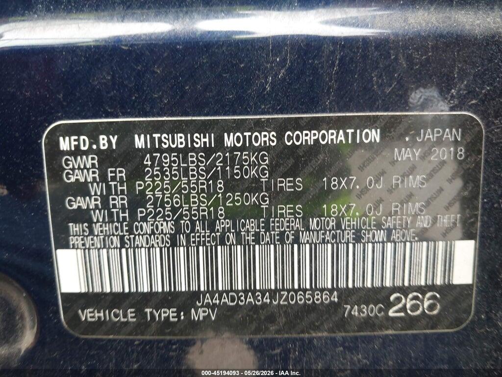 JA4AD3A34JZ065864 2018 MITSUBISHI OUTLANDER photo no. 9