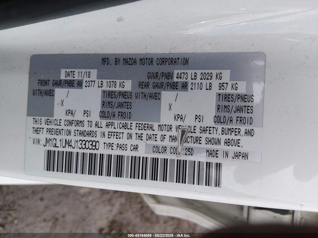 JM1GL1UM4J1330390 2018 MAZDA MAZDA6 photo no. 9