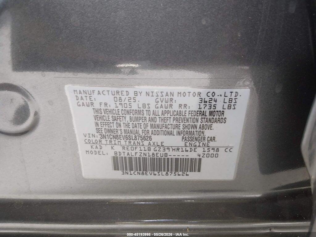 3N1CN8EV6SL875626 2025 NISSAN VERSA photo no. 9