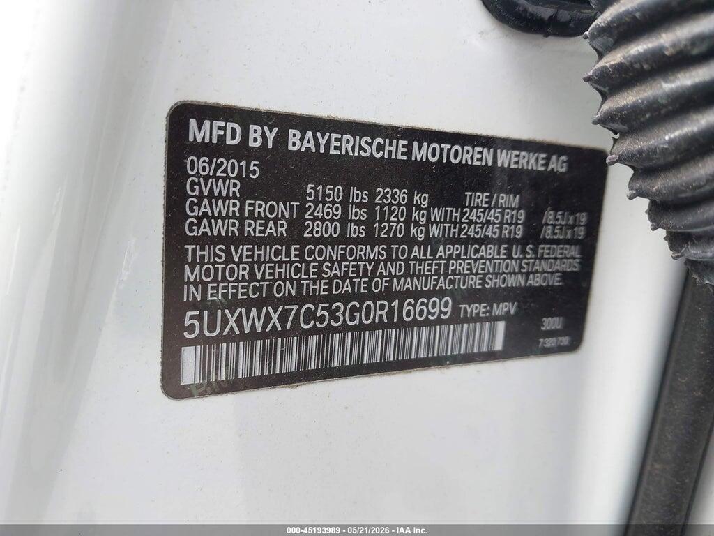 5UXWX7C53G0R16699 2016 BMW X3 photo no. 9