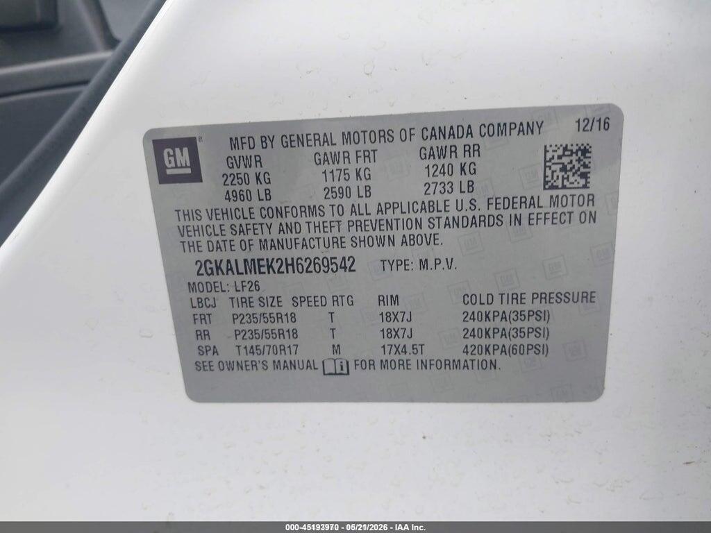 2GKALMEK2H6269542 2017 GMC TERRAIN photo no. 9
