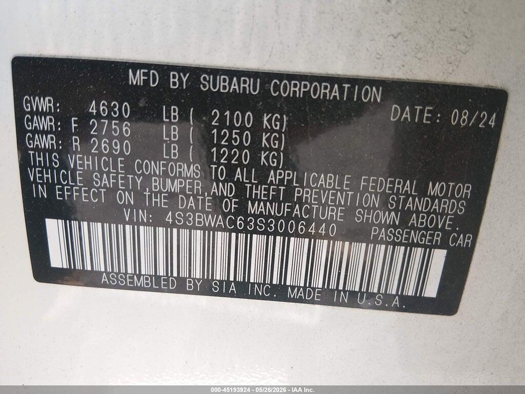 4S3BWAC63S3006440 2025 SUBARU LEGACY photo no. 9