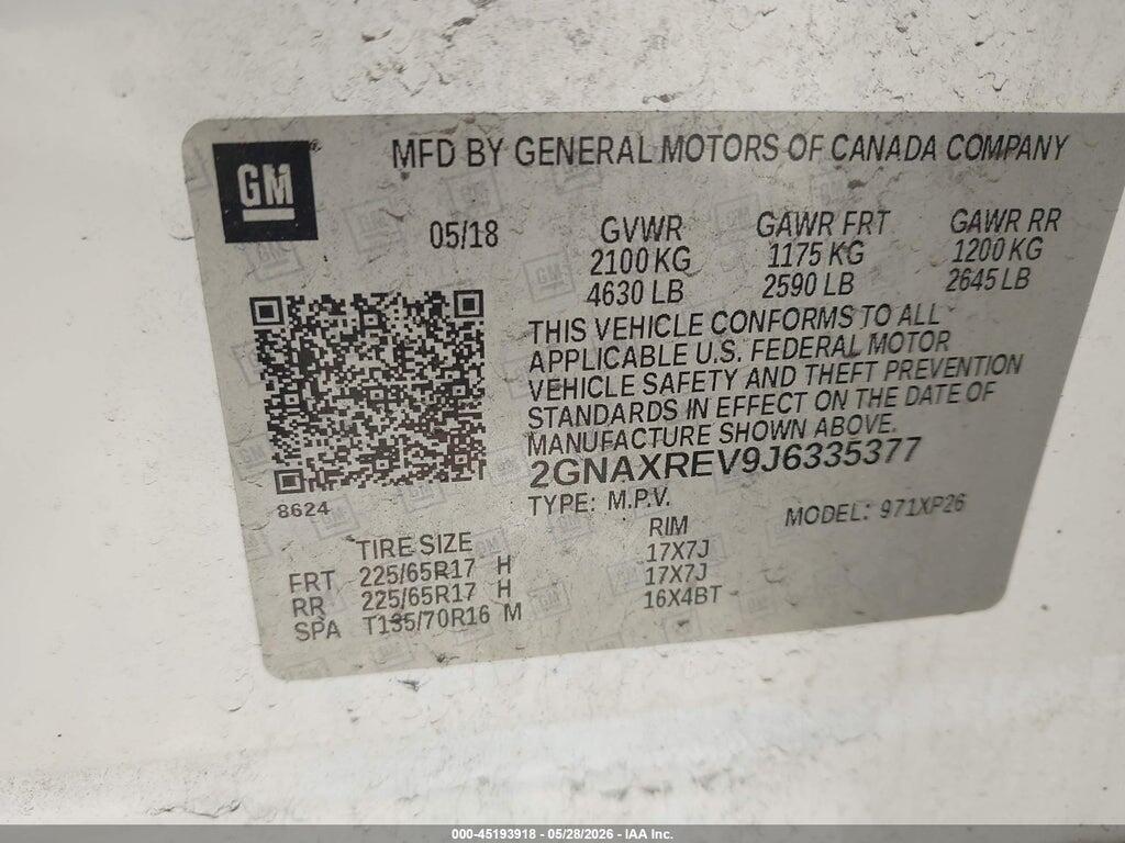 2GNAXREV9J6335377 2018 CHEVROLET EQUINOX photo no. 9