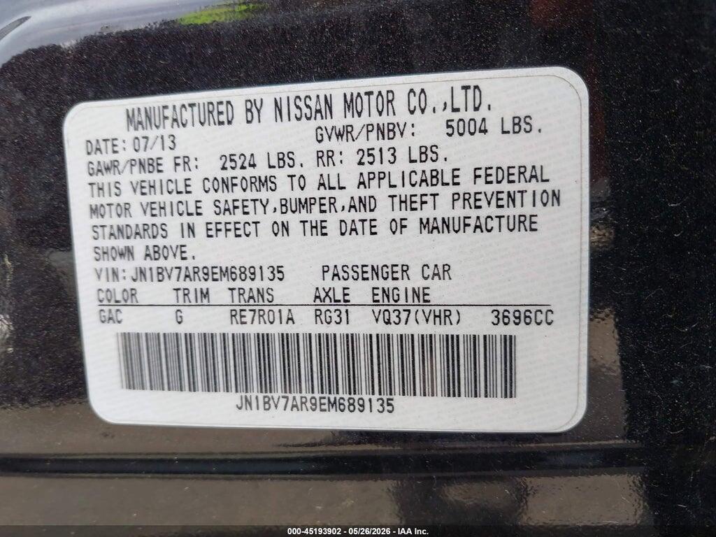 JN1BV7AR9EM689135 2014 INFINITI Q50 photo no. 9