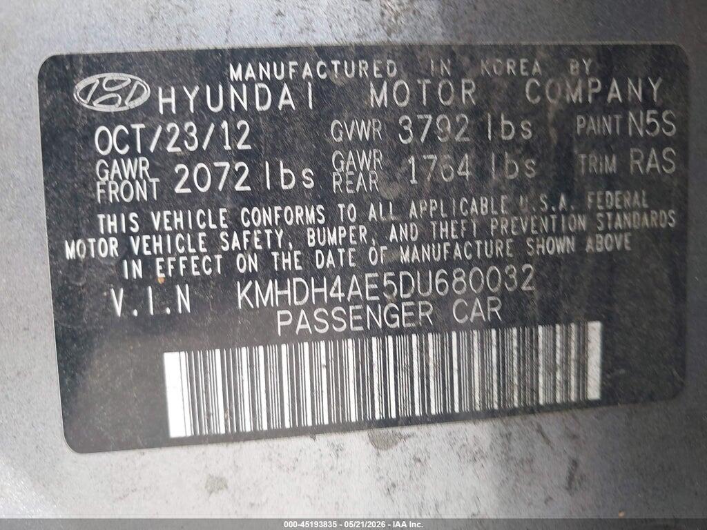 KMHDH4AE5DU680032 2013 HYUNDAI ELANTRA photo no. 9
