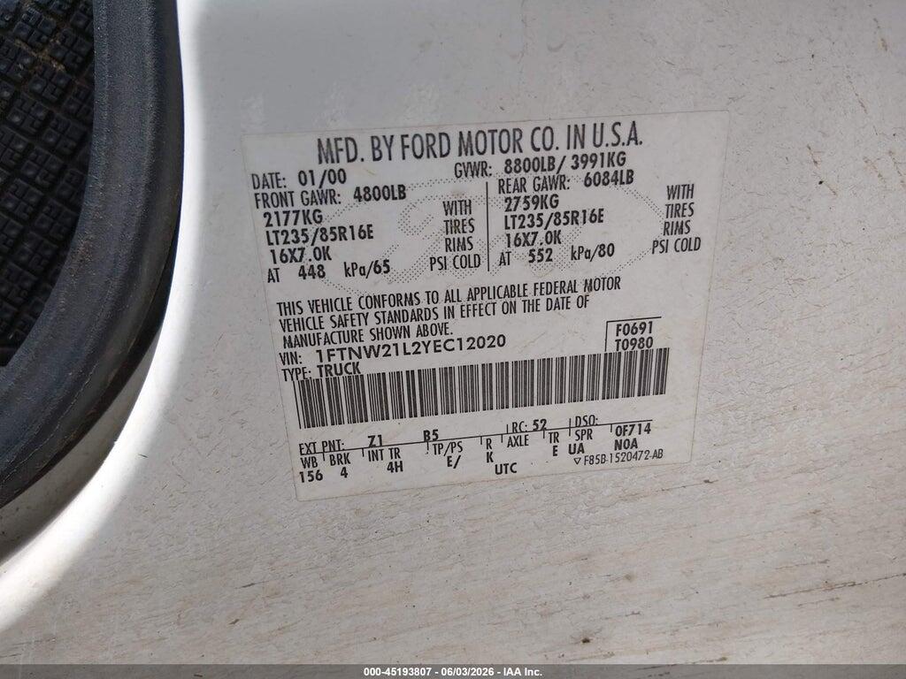 1FTNW21L2YEC12020 2000 FORD F-250 photo no. 9