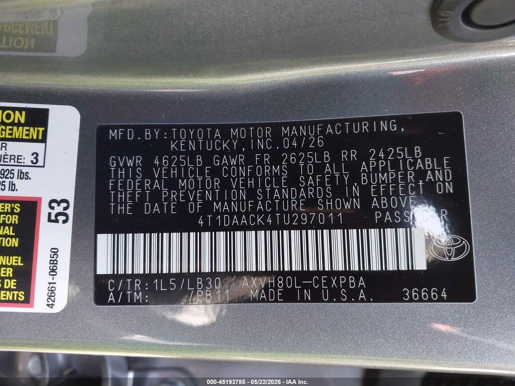4T1DAACK4TU297011 2026 TOYOTA CAMRY photo no. 9