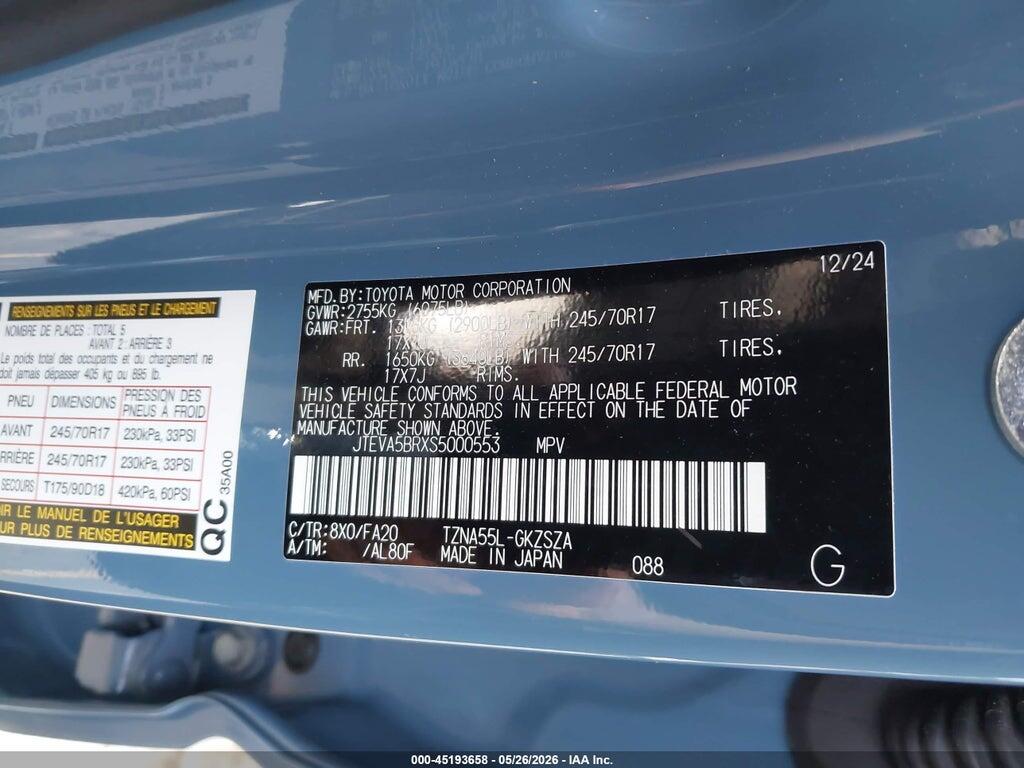 JTEVA5BRXS5000553 2025 TOYOTA 4RUNNER photo no. 9