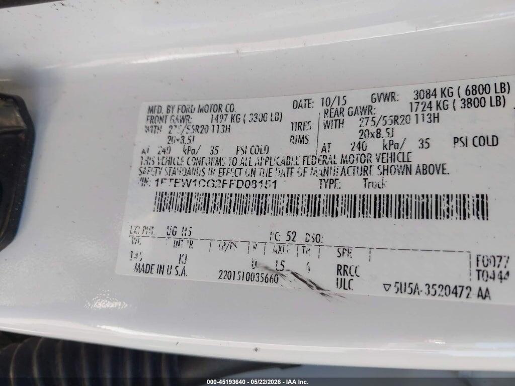 1FTEW1CG2FFD08151 2015 FORD F-150 photo no. 9