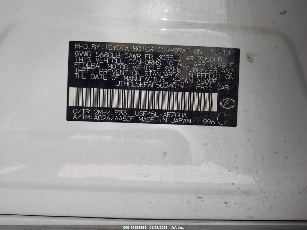 JTHCL5EF6F5024019 2015 LEXUS LS 460 photo no. 9