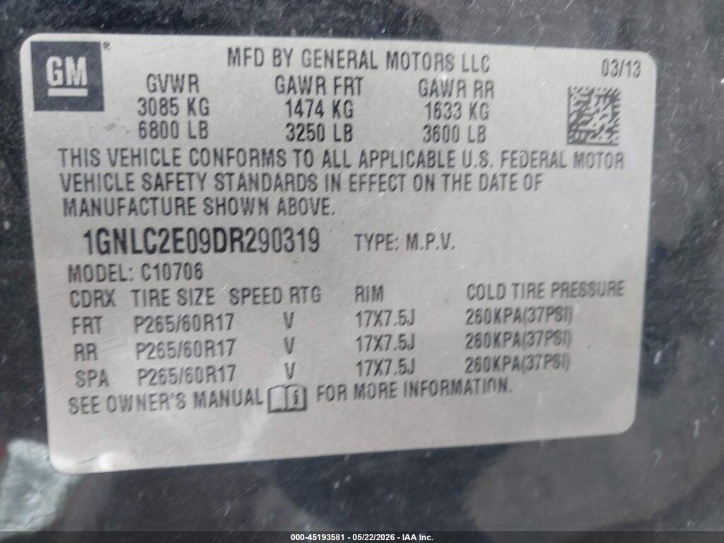 1GNLC2E09DR290319 2013 CHEVROLET TAHOE photo no. 9