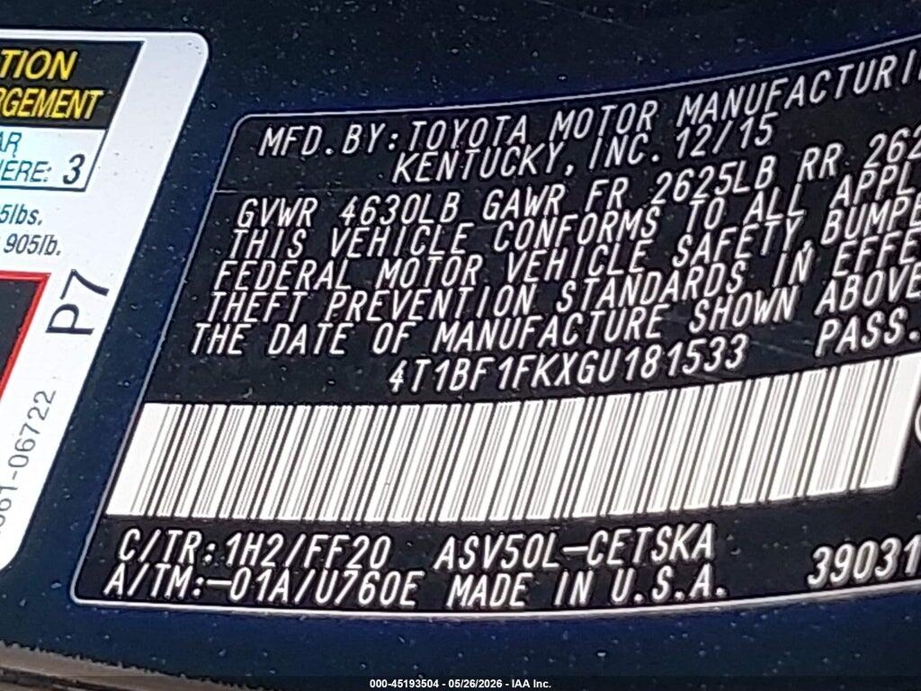 4T1BF1FKXGU181533 2016 TOYOTA CAMRY photo no. 9