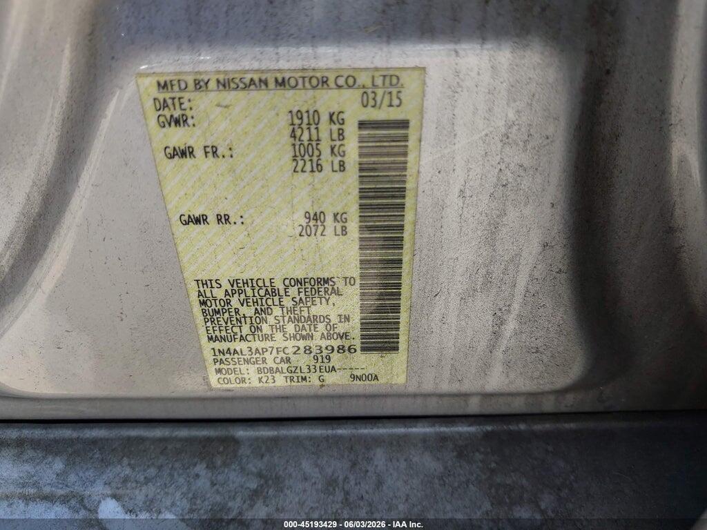 1N4AL3AP7FC283986 2015 NISSAN ALTIMA photo no. 9