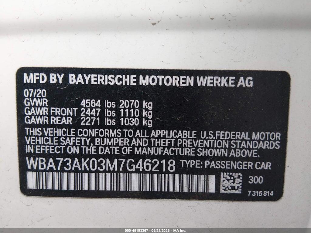 WBA73AK03M7G46218 2021 BMW 228I GRAN COUPE photo no. 9