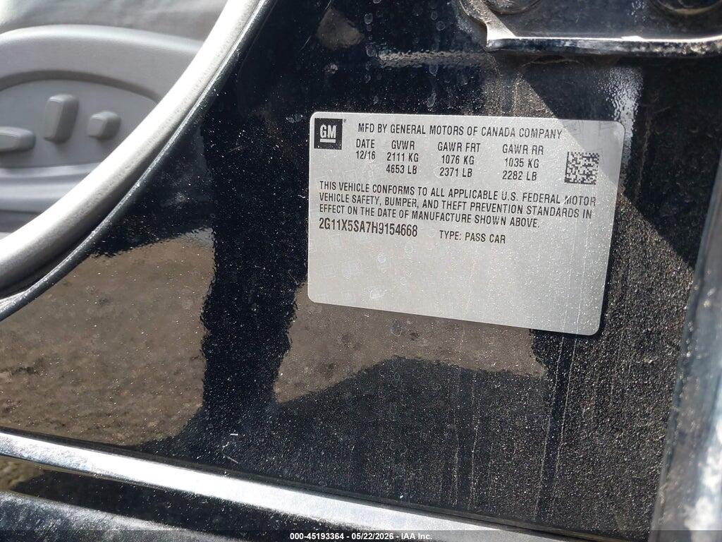 2G11X5SA7H9154668 2017 CHEVROLET IMPALA photo no. 9