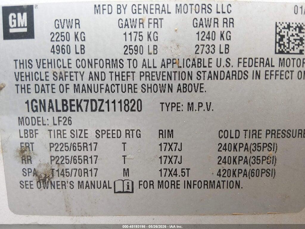 1GNALBEK7DZ111820 2013 CHEVROLET EQUINOX photo no. 9