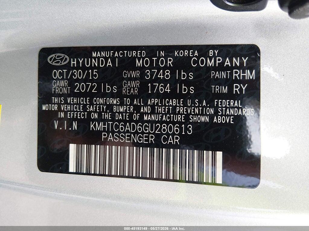 KMHTC6AD6GU280613 2016 HYUNDAI VELOSTER photo no. 9