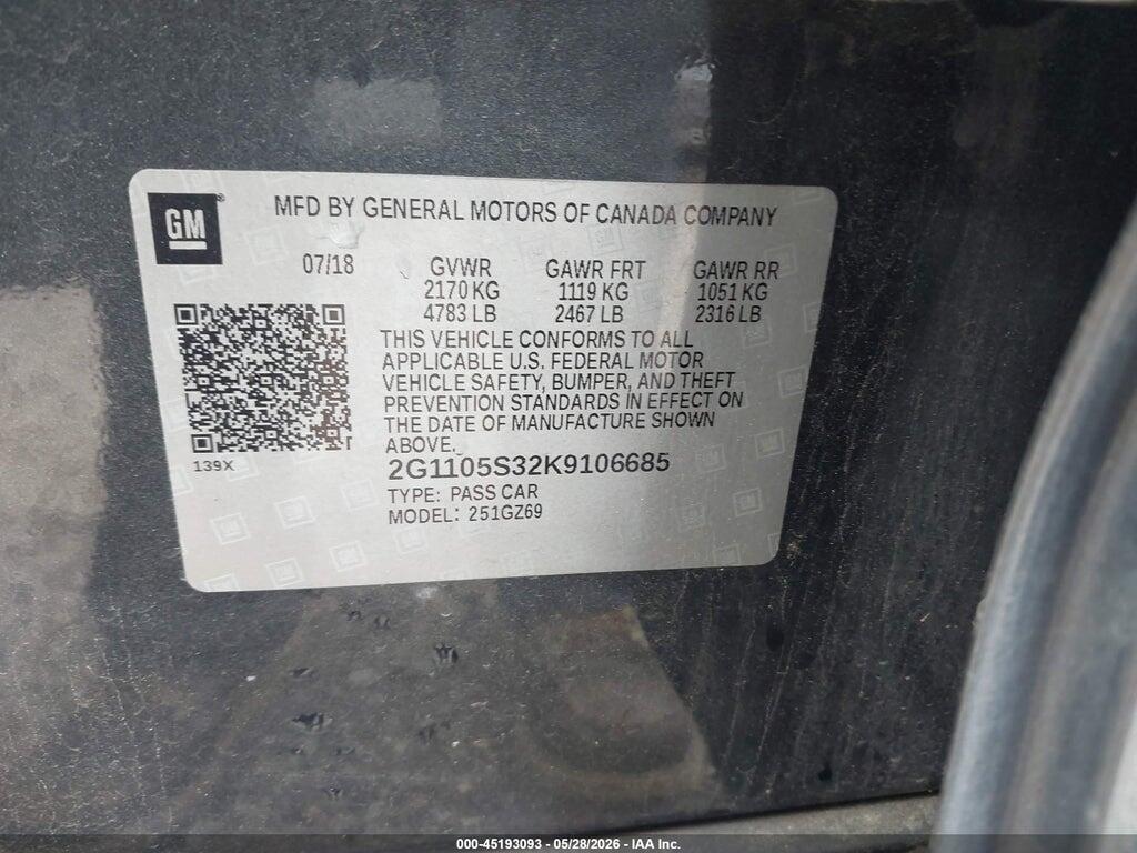 2G1105S32K9106685 2019 CHEVROLET IMPALA photo no. 9