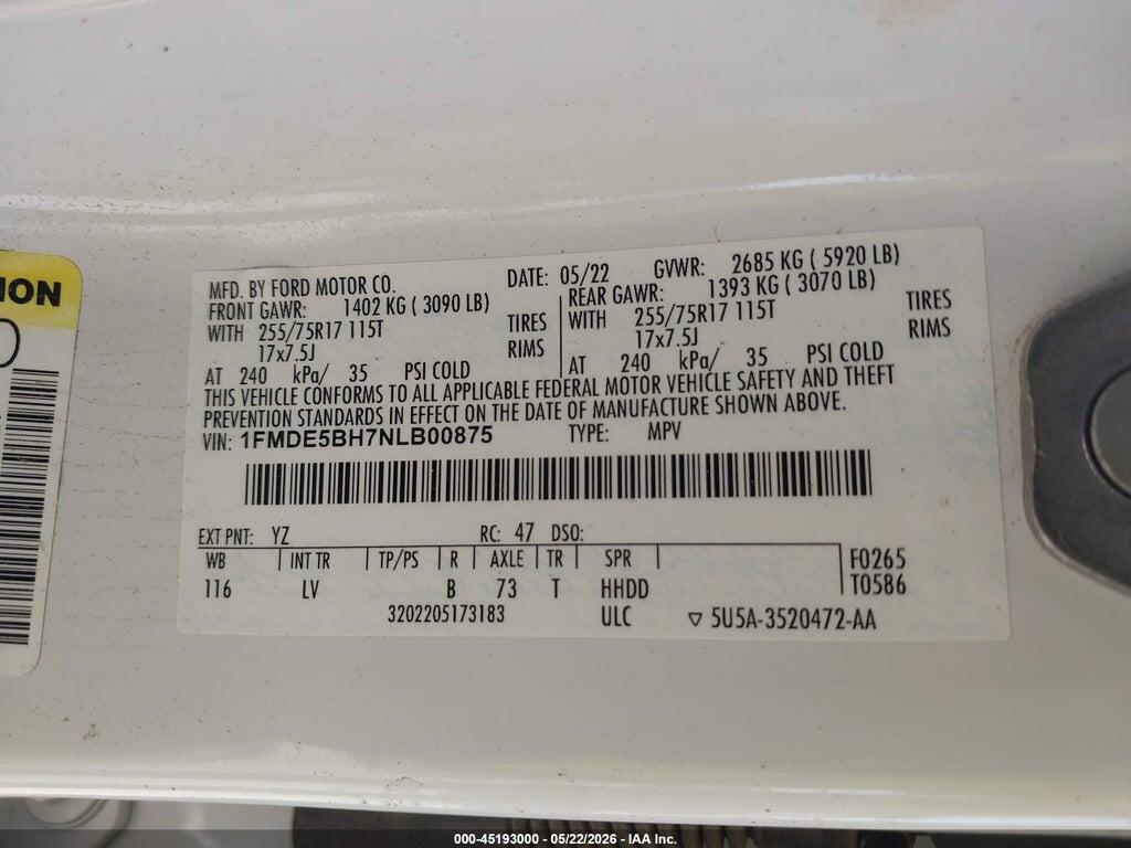 1FMDE5BH7NLB00875 2022 FORD BRONCO photo no. 9