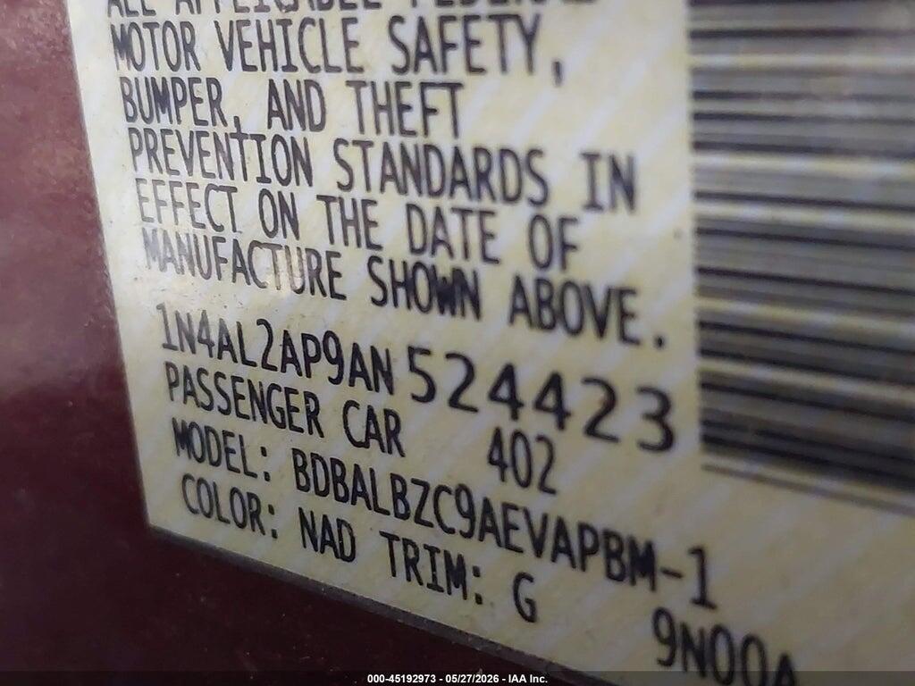 1N4AL2AP9AN524423 2010 NISSAN ALTIMA photo no. 9