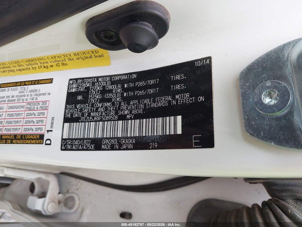 JTEZU5JRXF5089508 2015 TOYOTA 4RUNNER photo no. 9