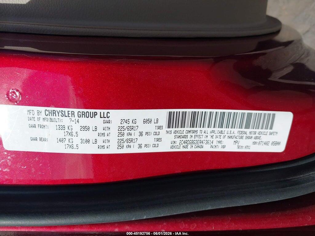 2C4RDGBG3ER473614 2014 DODGE GRAND CARAVAN photo no. 9