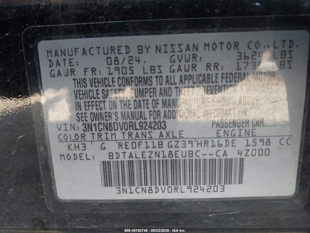 3N1CN8DV0RL924203 2024 NISSAN VERSA photo no. 9