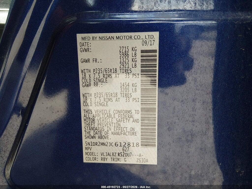 5N1DR2MN2JC612818 2018 NISSAN PATHFINDER photo no. 9
