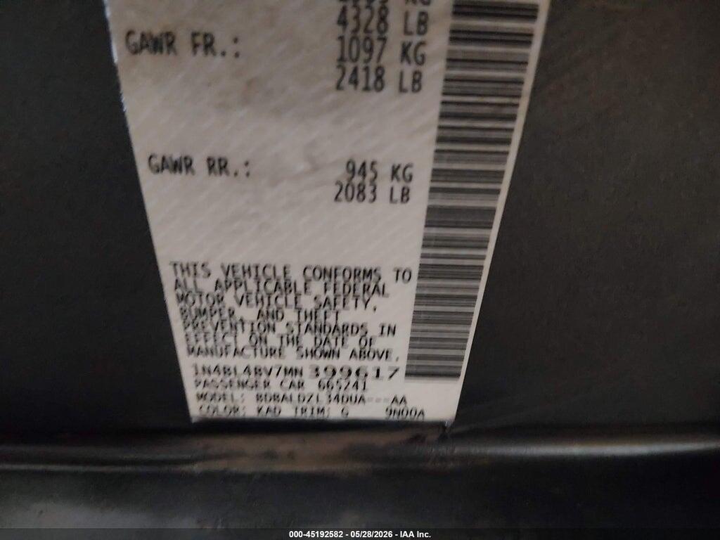 1N4BL4BV7MN399617 2021 NISSAN ALTIMA photo no. 9