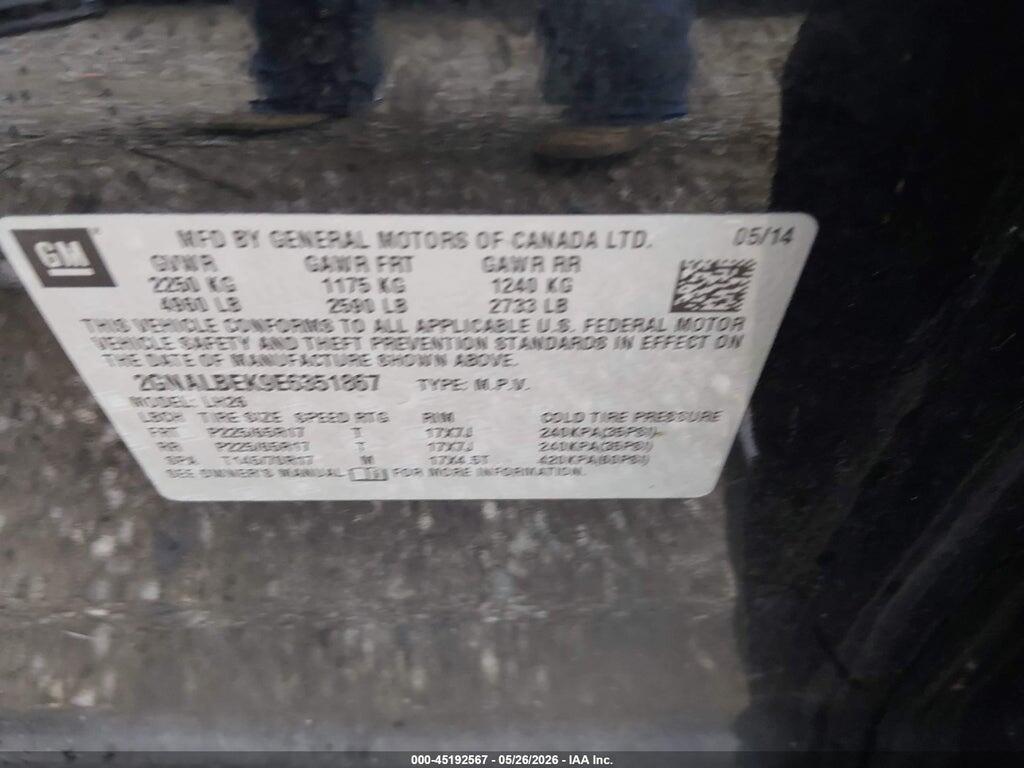 2GNALBEK9E6351867 2014 CHEVROLET EQUINOX photo no. 9