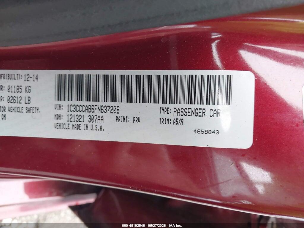1C3CCCAB6FN637206 2015 CHRYSLER 200 photo no. 9
