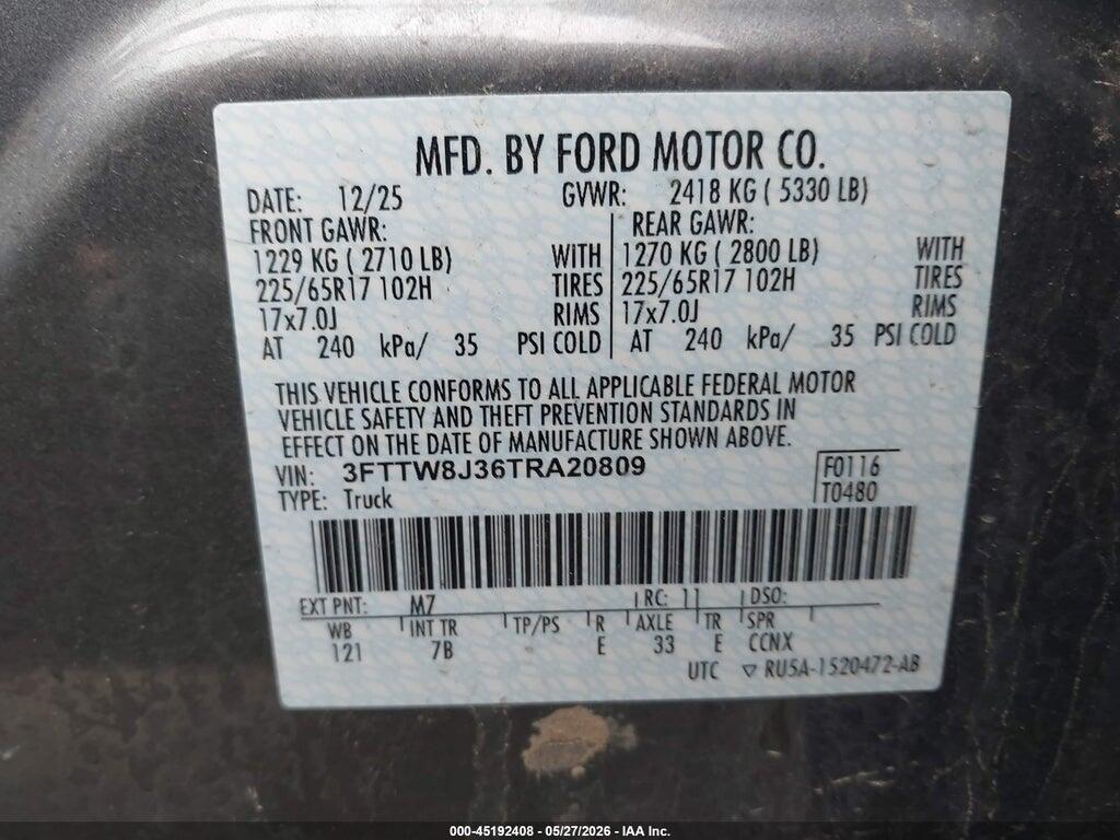 3FTTW8J36TRA20809 2026 FORD MAVERICK photo no. 9