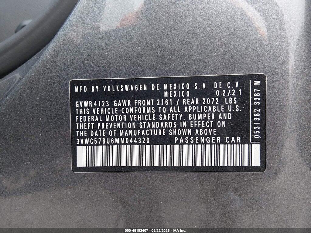 3VWC57BU6MM044320 2021 VOLKSWAGEN JETTA photo no. 9