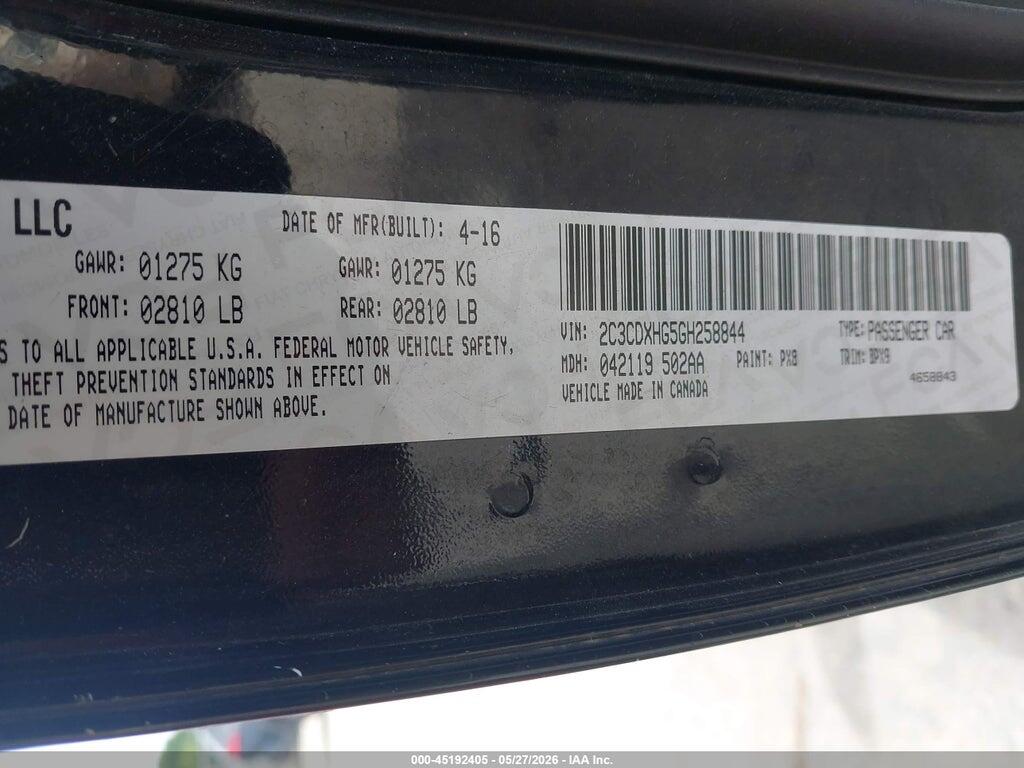 2C3CDXHG5GH258844 2016 DODGE CHARGER photo no. 9