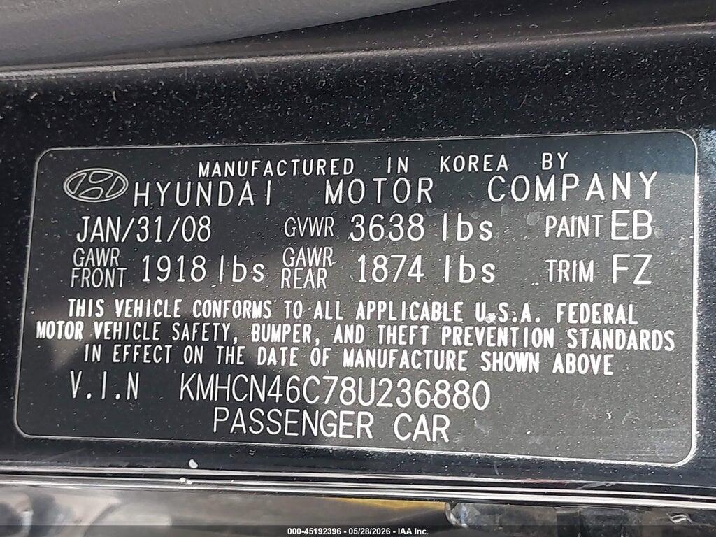 KMHCN46C78U236880 2008 HYUNDAI ACCENT photo no. 9