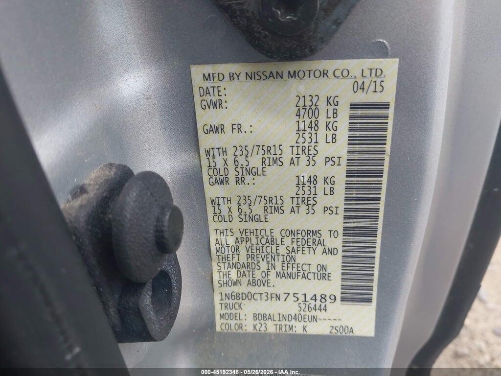 1N6BD0CT3FN751489 2015 NISSAN FRONTIER photo no. 9