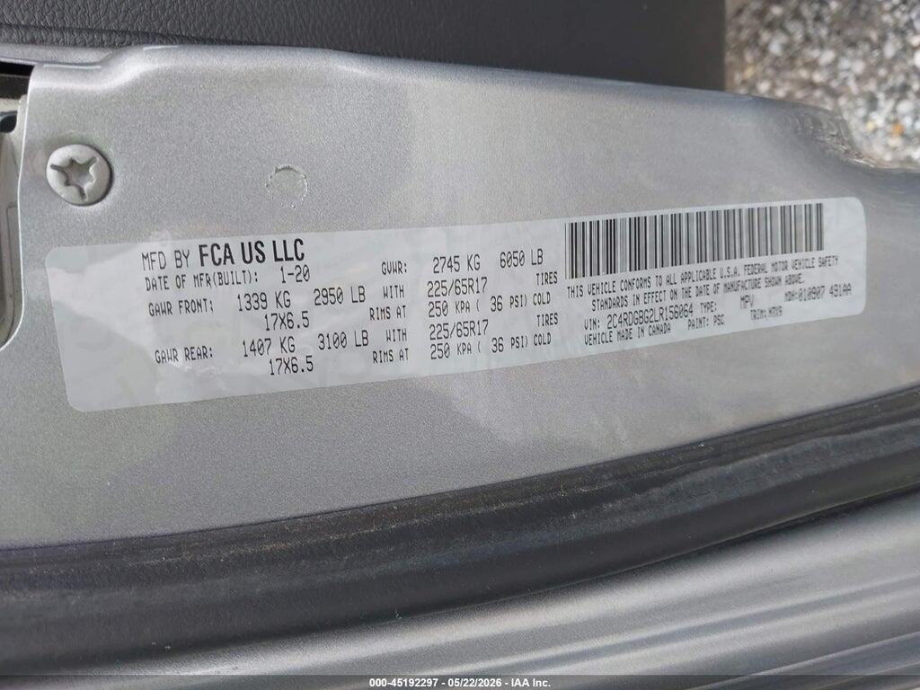 2C4RDGBG2LR156064 2020 DODGE GRAND CARAVAN photo no. 9