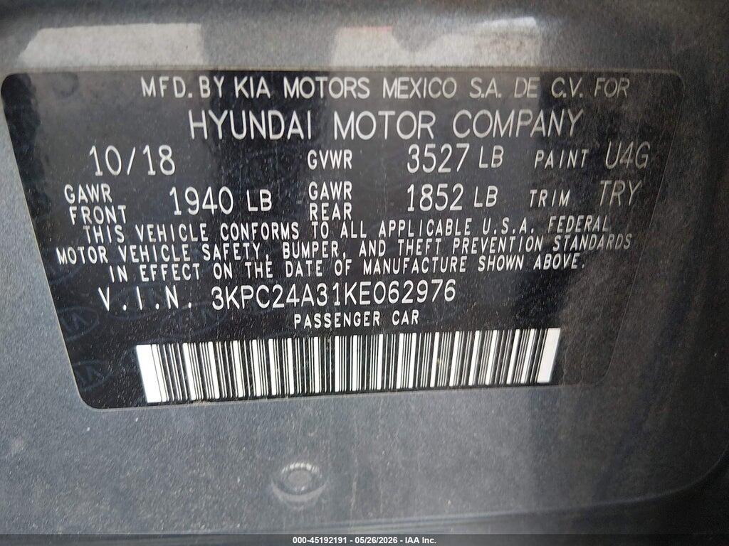 3KPC24A31KE062976 2019 HYUNDAI ACCENT photo no. 9