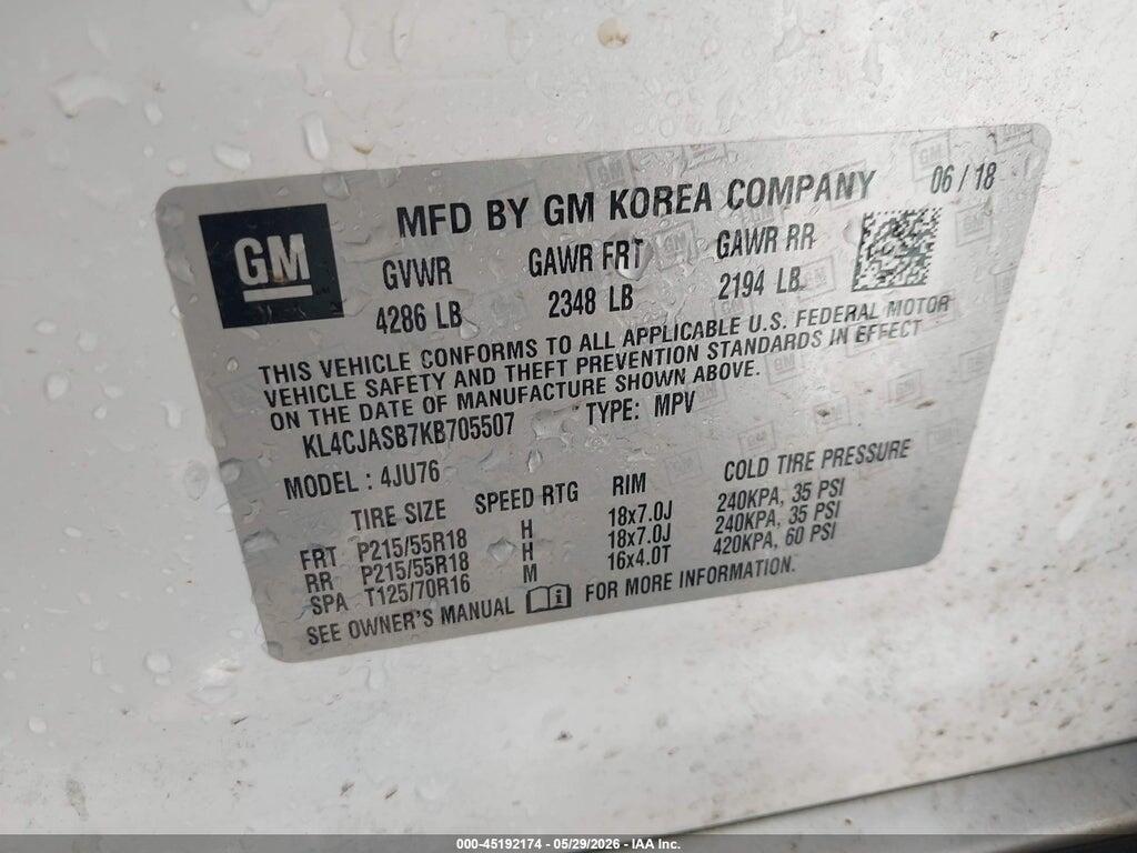 KL4CJASB7KB705507 2019 BUICK ENCORE photo no. 9