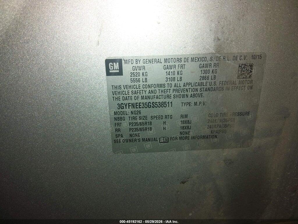 3GYFNEE35GS538511 2016 CADILLAC SRX photo no. 9