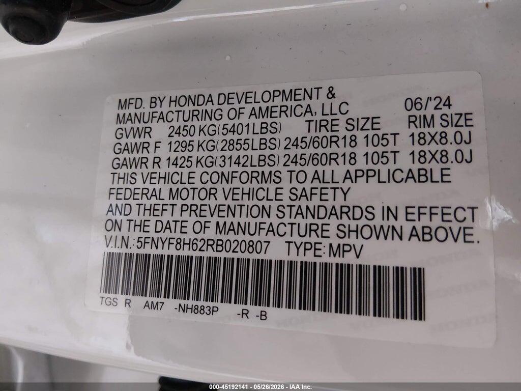 5FNYF8H62RB020807 2024 HONDA PASSPORT photo no. 9