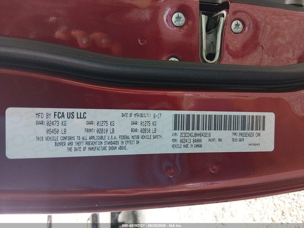 2C3CDXGJ8HH643216 2017 DODGE CHARGER photo no. 9