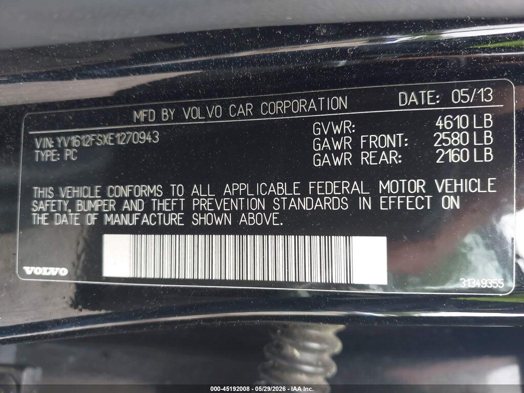 YV1612FSXE1270943 2014 VOLVO S60 photo no. 9