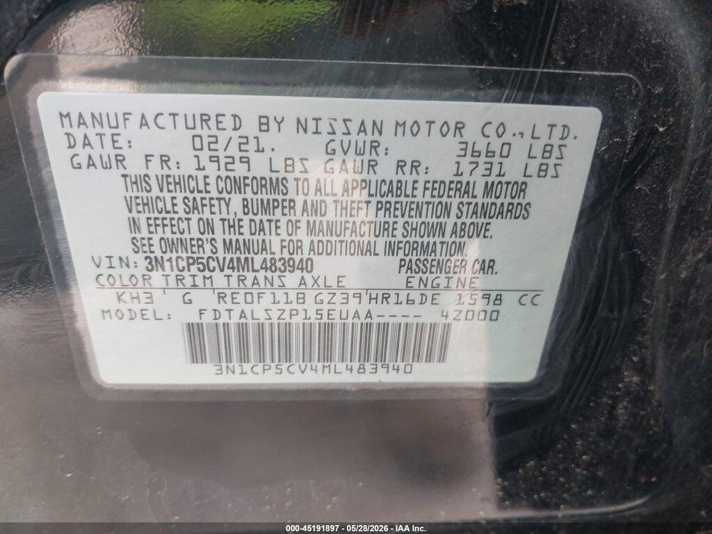 3N1CP5CV4ML483940 2021 NISSAN KICKS photo no. 9