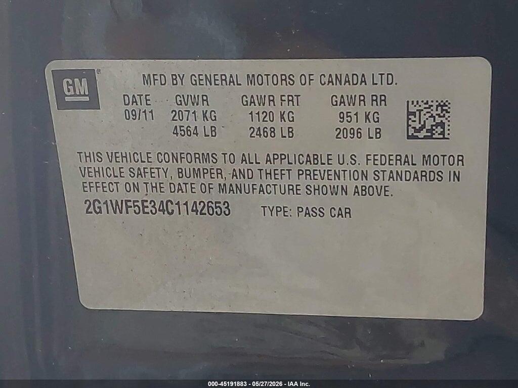 2G1WF5E34C1142653 2012 CHEVROLET IMPALA photo no. 9