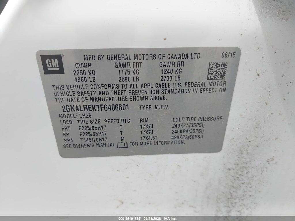 2GKALREK7F6406601 2015 GMC TERRAIN photo no. 9