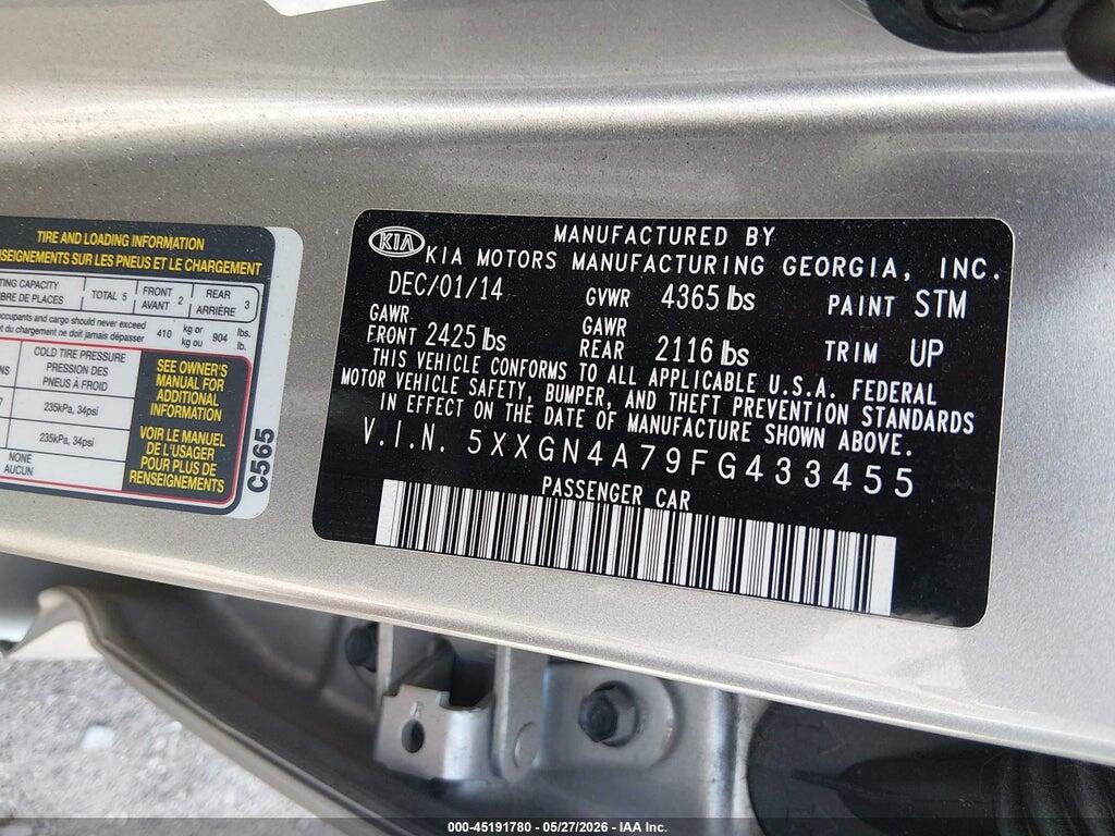 5XXGN4A79FG433455 2015 KIA OPTIMA photo no. 9