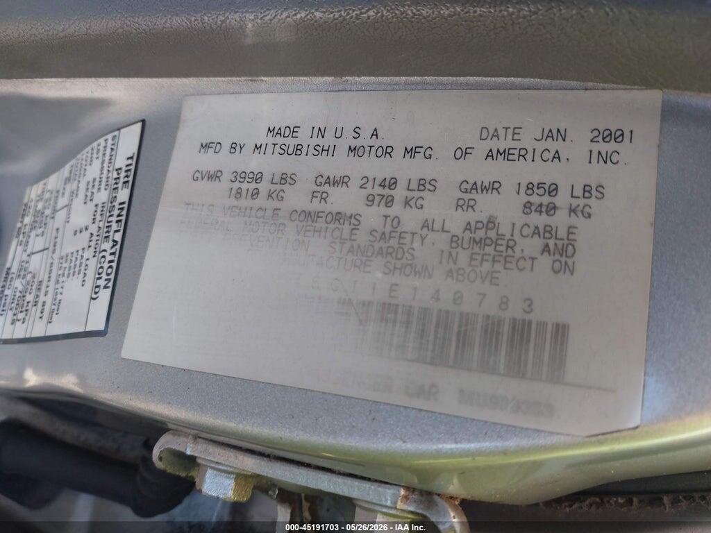 4A3AA46G11E140783 2001 MITSUBISHI GALANT photo no. 9